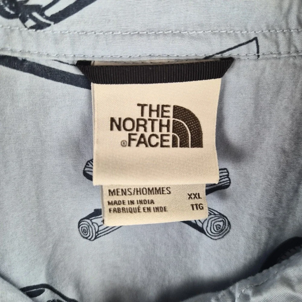 The North Face Campsite Shirt Mens XXL Blue Short Sleeve Outdoor Activity Print